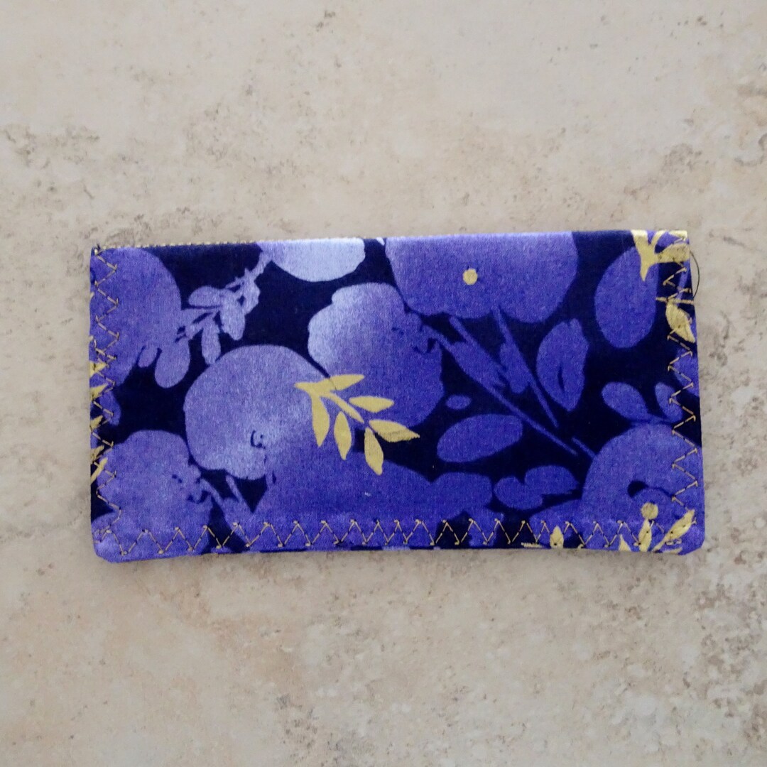 Checkbook Cover, Checkbook Wallet, Purple and Gold Floral Fabric