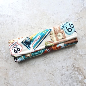 Luggage Handle Wrap, Travel Luggage Accessory, Historic Route 66 Print Fabric, Luggage ID, Travel Gift, Gift for Grad