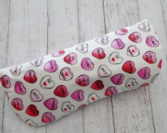 Valentine Gift Eyeglass Case, Sunglasses Case, Valentine Candy Fabric, Valentine Gift, Gift for Her, Hearts, Case for Glasses