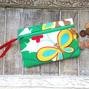 Monedero - Monedero con cremallera - Monedero de tela - Monedero pequeño - Monedero de tela con mariposas y jirafas - Monedero infantil con cremallera - Monedero pequeño