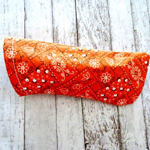 Orange Bandana Fabric Eyeglass Case: Soft Sunglasses Protector