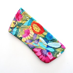 Floral Fabric Eyeglass Case: Colorful Abstract Flowers