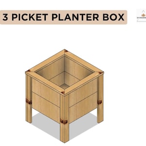 May include: A wooden planter box with three sides and a square base. The planter box is made of light brown wood and has a natural wood finish. The planter box is sitting on four legs.