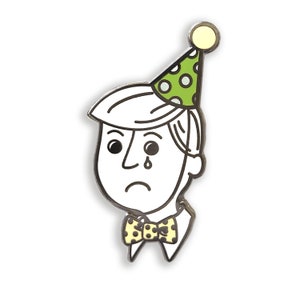 enamel pin - disappointed party man