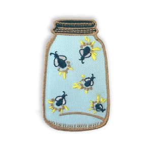 Firefly Mason Jar Iron On Embroidered Patch