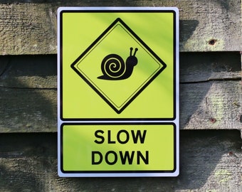 Slow Down Metal Road Sign