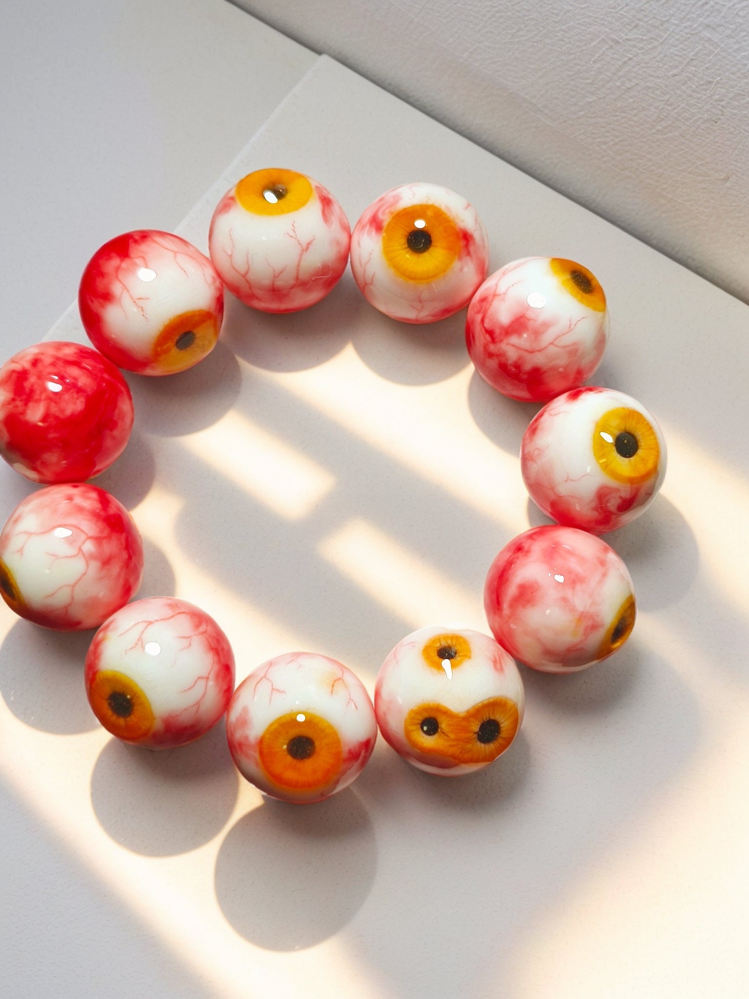 Dark Simulation Eyeball Bracelet,Eyeball Bracelet,Stacked Bracelet,Evil Eye Talisman Bracelet,Gift for Her, Best Friend Gift,Unique Bracelet