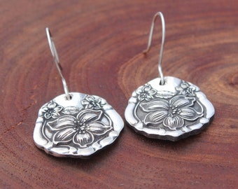 Gorgeous Orange Blossom 1910 Silver Spoon Earrings