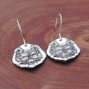 Gorgeous Orange Blossom 1910 Silver Spoon Earrings