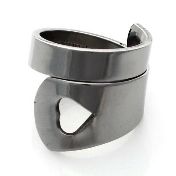 Tiny Heart Stainless Steel Baby Spoon Ring Heart Cutout