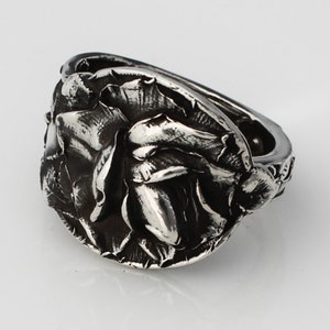 Rose Heavy Sterling Silver Spoon Ring High Detail image 1