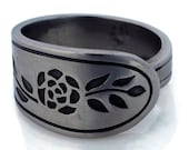 Spoon Ring Floral Mist Stainless Steel