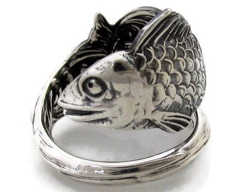 Fish Spoon Ring Sterling Silver Art Nouveau