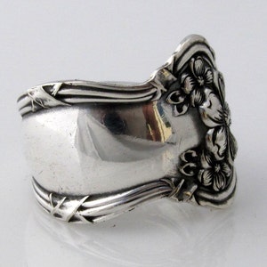 Art Nouveau Silver Spoon Ring Arbutus Antique 1908 image 2