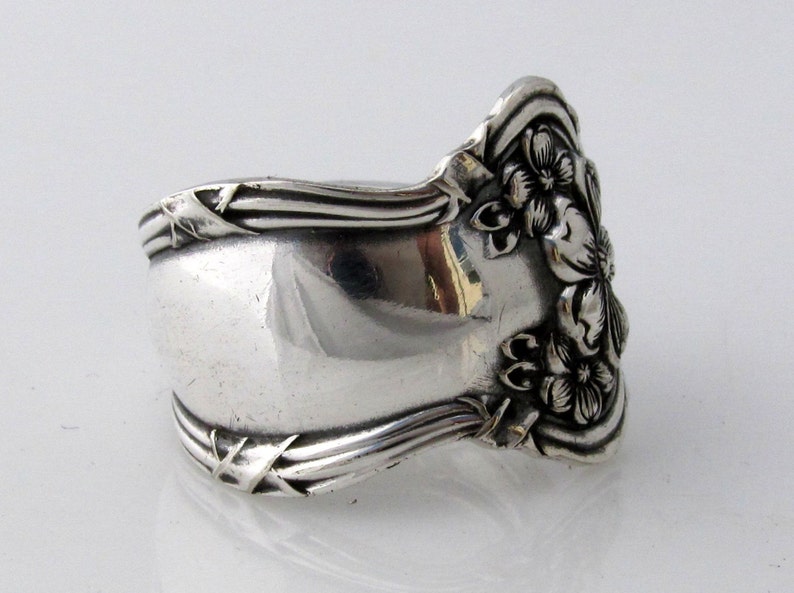 Art Nouveau Silver Spoon Ring Arbutus Antique 1908 image 2