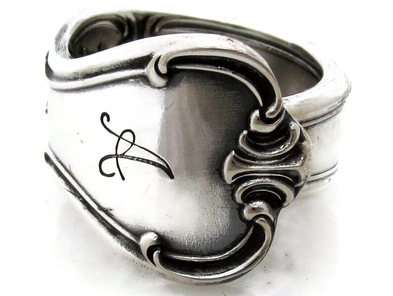 Signature Spoon Ring Letter A Monogram Size 5 6 7 8 9 10 Etsy
