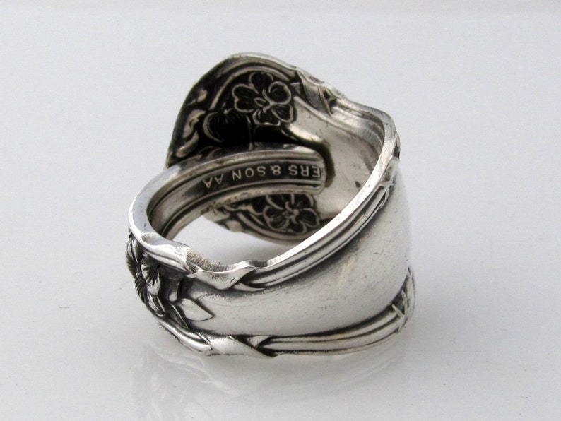 Art Nouveau Silver Spoon Ring Arbutus Antique 1908 image 3