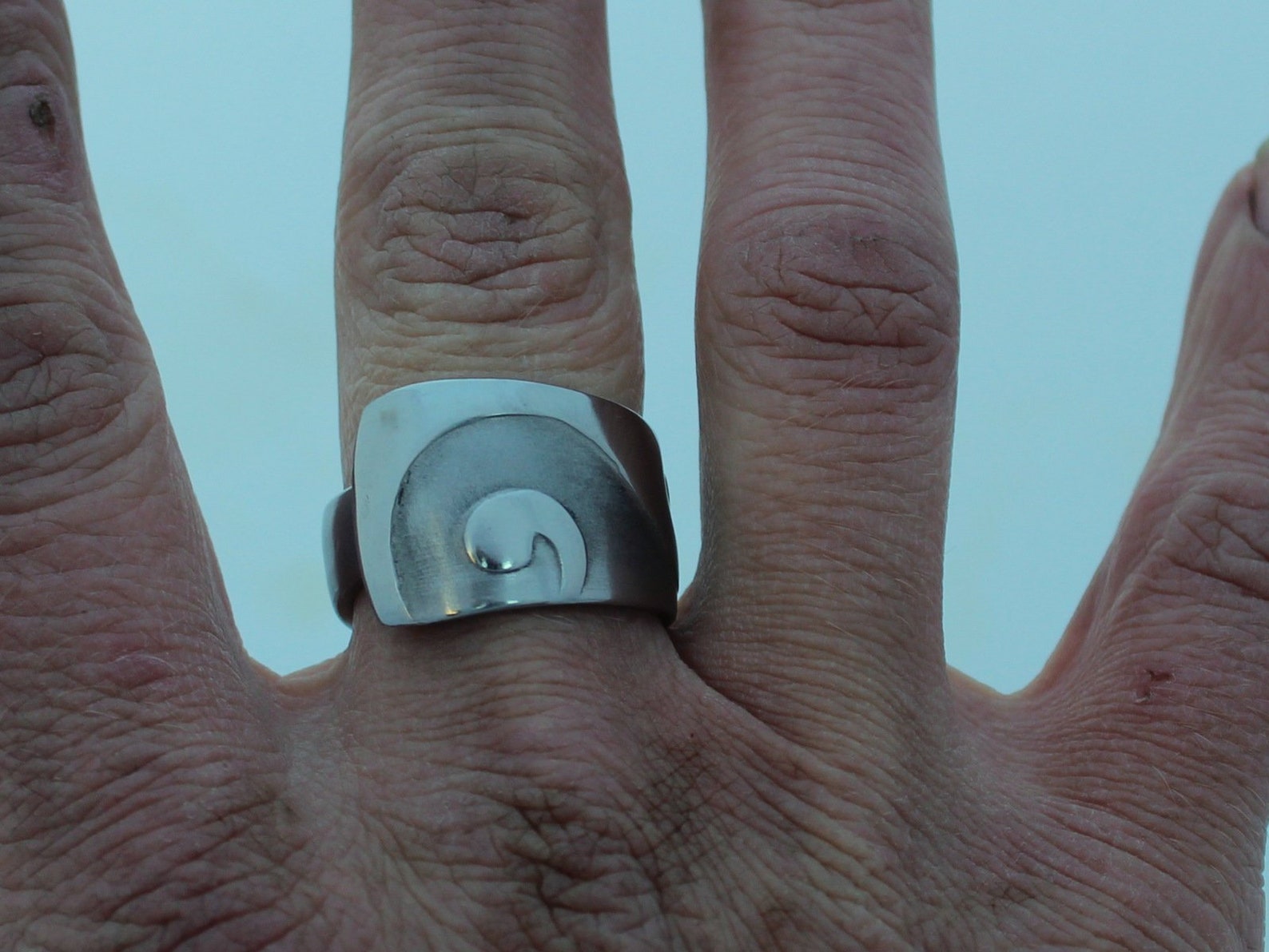 Stainless Steel Spoon Ring Mens Ring Sand Script Etsy