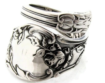 Sterling Silver Spoon Ring Size 6 7 8 9 10 Rose Ring