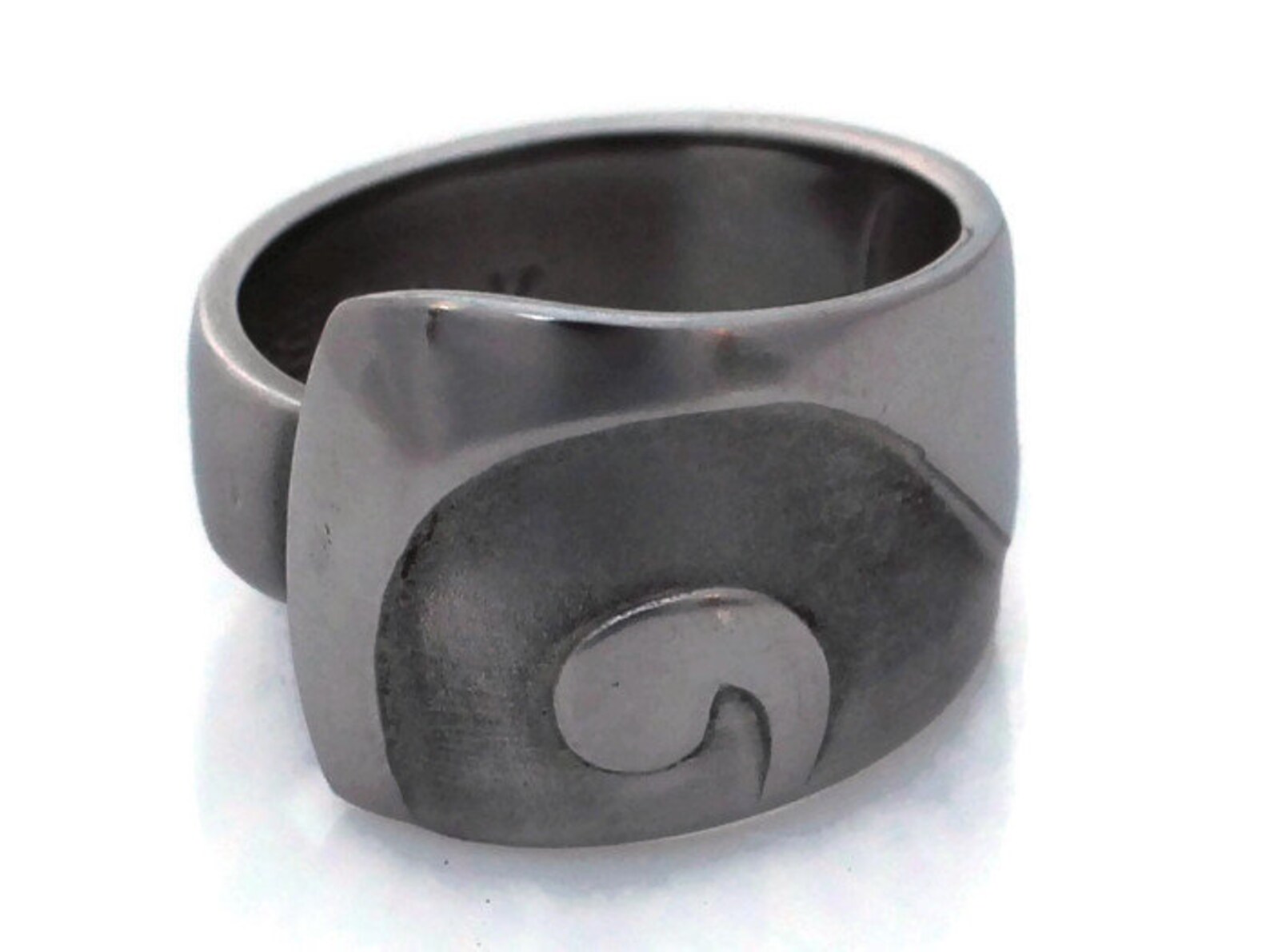 Stainless Steel Spoon Ring Mens Ring Sand Script Etsy