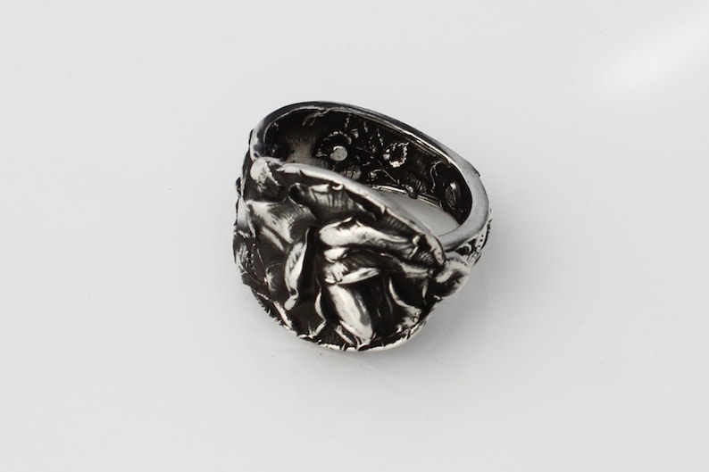 Rose Heavy Sterling Silver Spoon Ring High Detail image 2