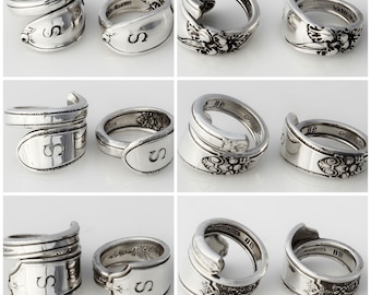 Personalized Spoon Rings Choose Your Letter and Pattern