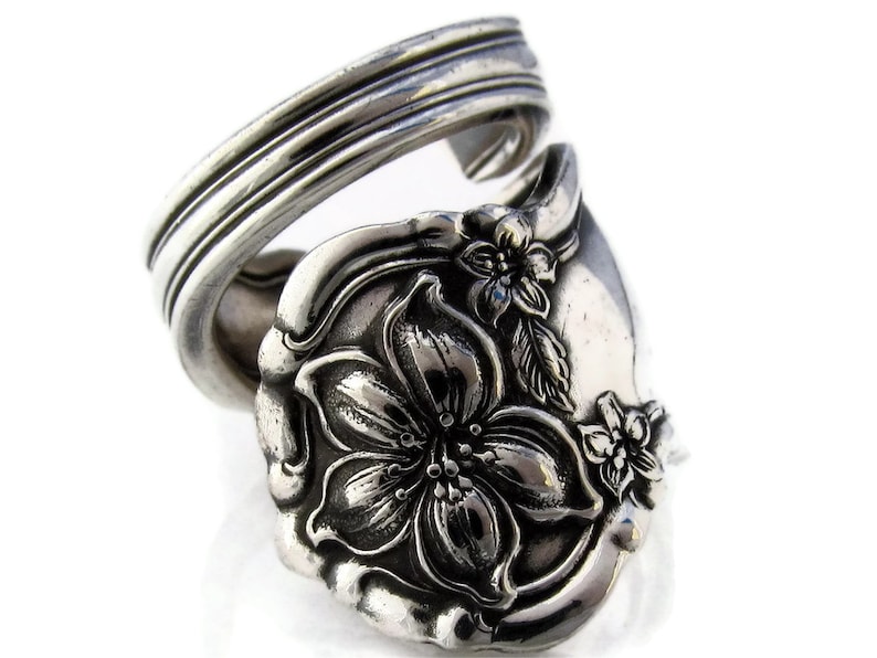 Spoon Ring, 1910 Silver Orange Blossom Choose Your Size Wrapped image 1