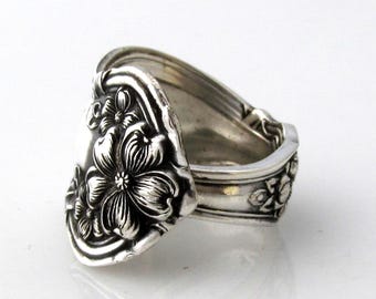 Art Nouveau Silver Spoon Ring Arbutus Antique 1908