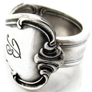 Silber Löffel Ring Größe 3 bis 15 Signatur mit B-Monogramm im klassischen Stil