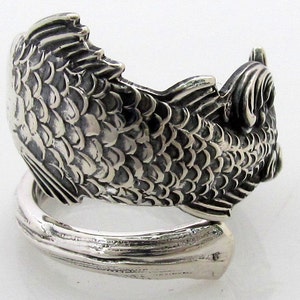 Fish Spoon Ring Sterling Silver Art Nouveau image 2