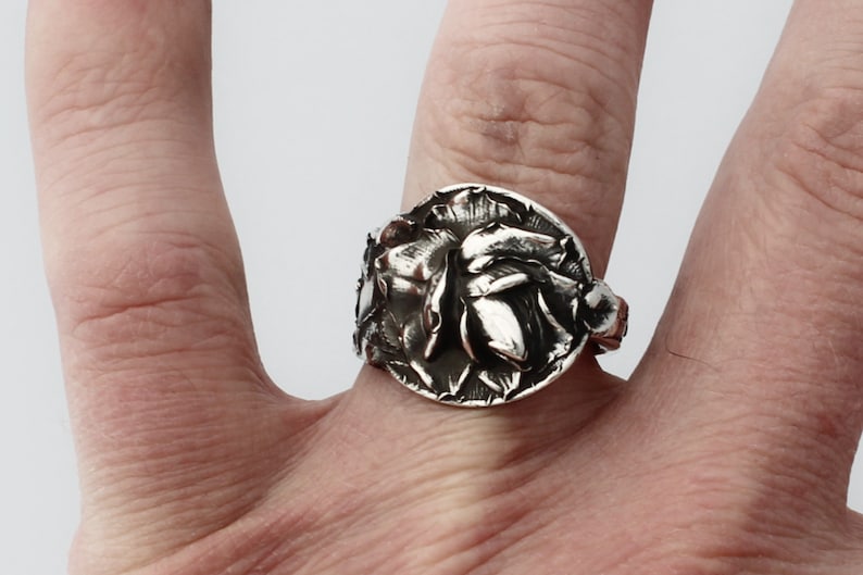 Rose Heavy Sterling Silver Spoon Ring High Detail image 6