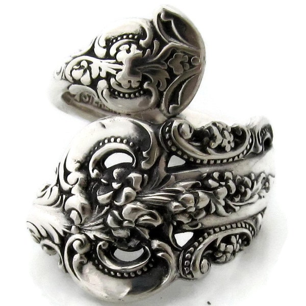 Grand Baroque Sterling Silver Spoon Ring Sizes 4 5 6 7 8 8.5 Solid Sterling Silver 1941 Demitasse Small Wrapped