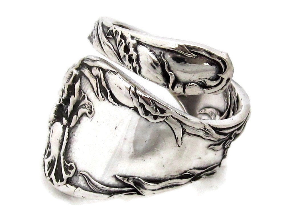 Art Nouveau Sterling Silver Spoon Ring Bearded Iris Les Cinq | Etsy