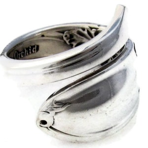 Demitasse Spoon Ring White Orchid Wrapped Ring Dainty Ring