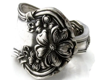 Art Nouveau Silver Spoon Ring Arbutus Antique 1908
