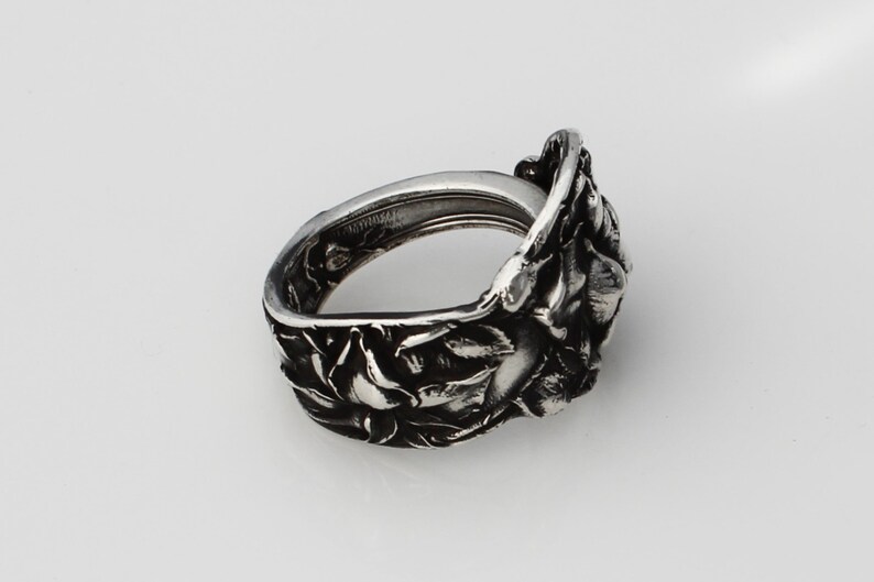 Rose Heavy Sterling Silver Spoon Ring High Detail image 3