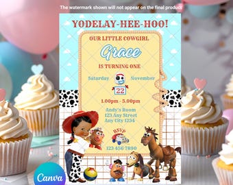 Toy Story Birthday Invitation: Jessie Cowgirl EDITABLE Printable Canva Template Instant Download Digital Template