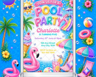 Pool Party Birthday Invitation: Summer Splash EDITABLE Printable Canva Template Instant Download Digital Template