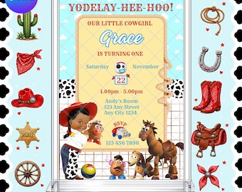 Toy Story Birthday Invitation: Jessie Cowgirl EDITABLE Printable Canva Template Instant Download Digital Template