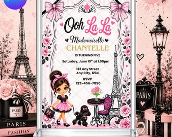 Paris Birthday Invitation: French Ooh La La Invite EDITABLE Printable Canva Template Instant Download Digital Template
