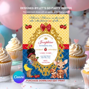 Snow White Birthday Invitation Baby Princess Snow White Birthday Invite EDITABLE Printable Canva Template Instant Download Digital Template