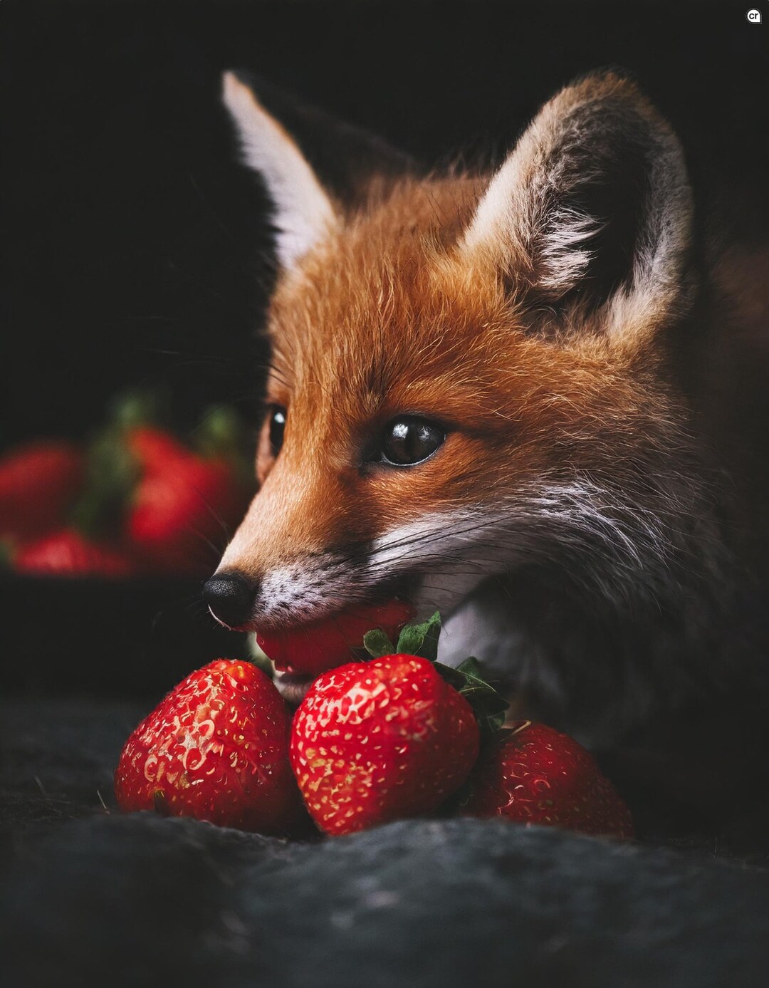 Lithe Fox Charming Lithophane Art: Fox With Strawberries - Etsy