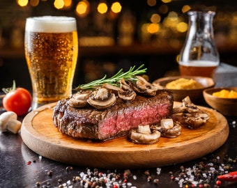 Deliciosa cena de bistec en litofanía personalizada