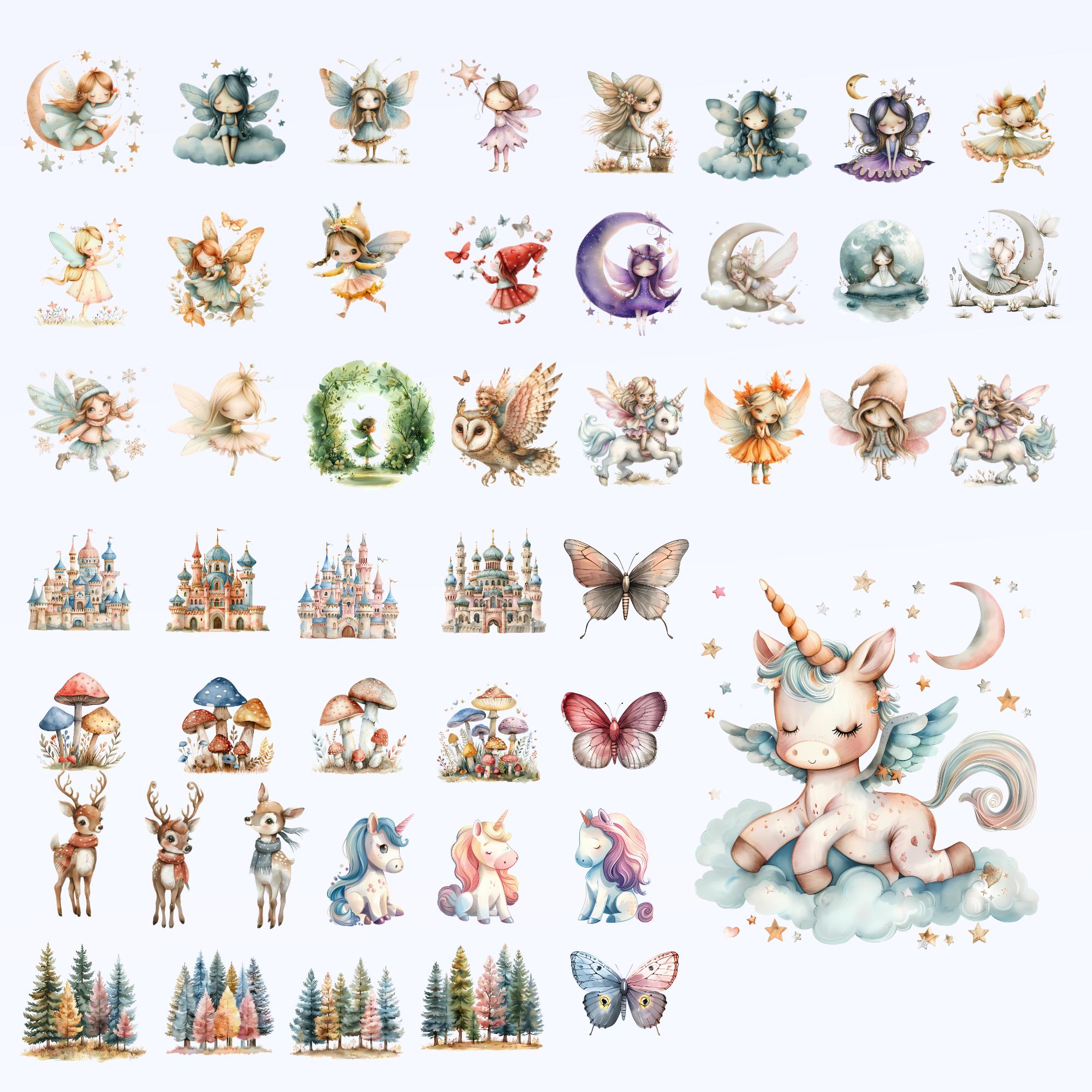 Watercolor Fairy Garden Clipart Cute Fairy Garden Clipart Fairy Bundle ...