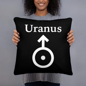 Pillow - Planet Uranus photograph, name, and symbol