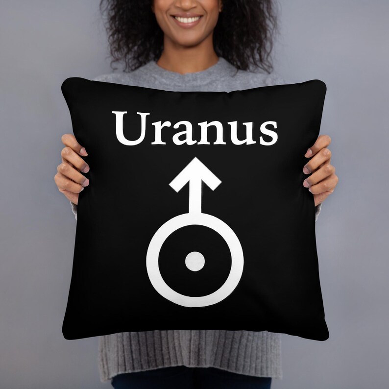 Pillow - Planet Uranus photograph, name, and symbol