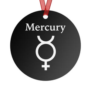 Ornament - Planet Mercury photograph, name, and symbol