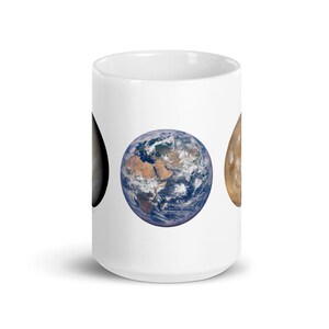 White glossy mug - Planets Venus, Earth, Mars