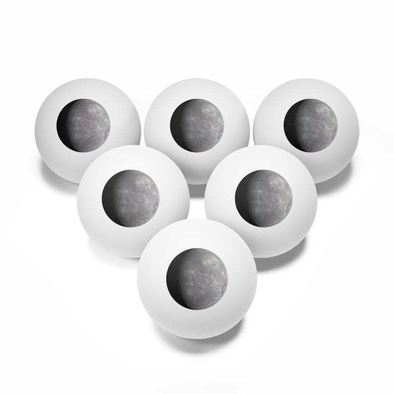 Ping Pong Balls, 6 pack - Planet Mercury photograph immagine 3