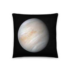 Pillow - Planet Venus photograph, name, and symbol